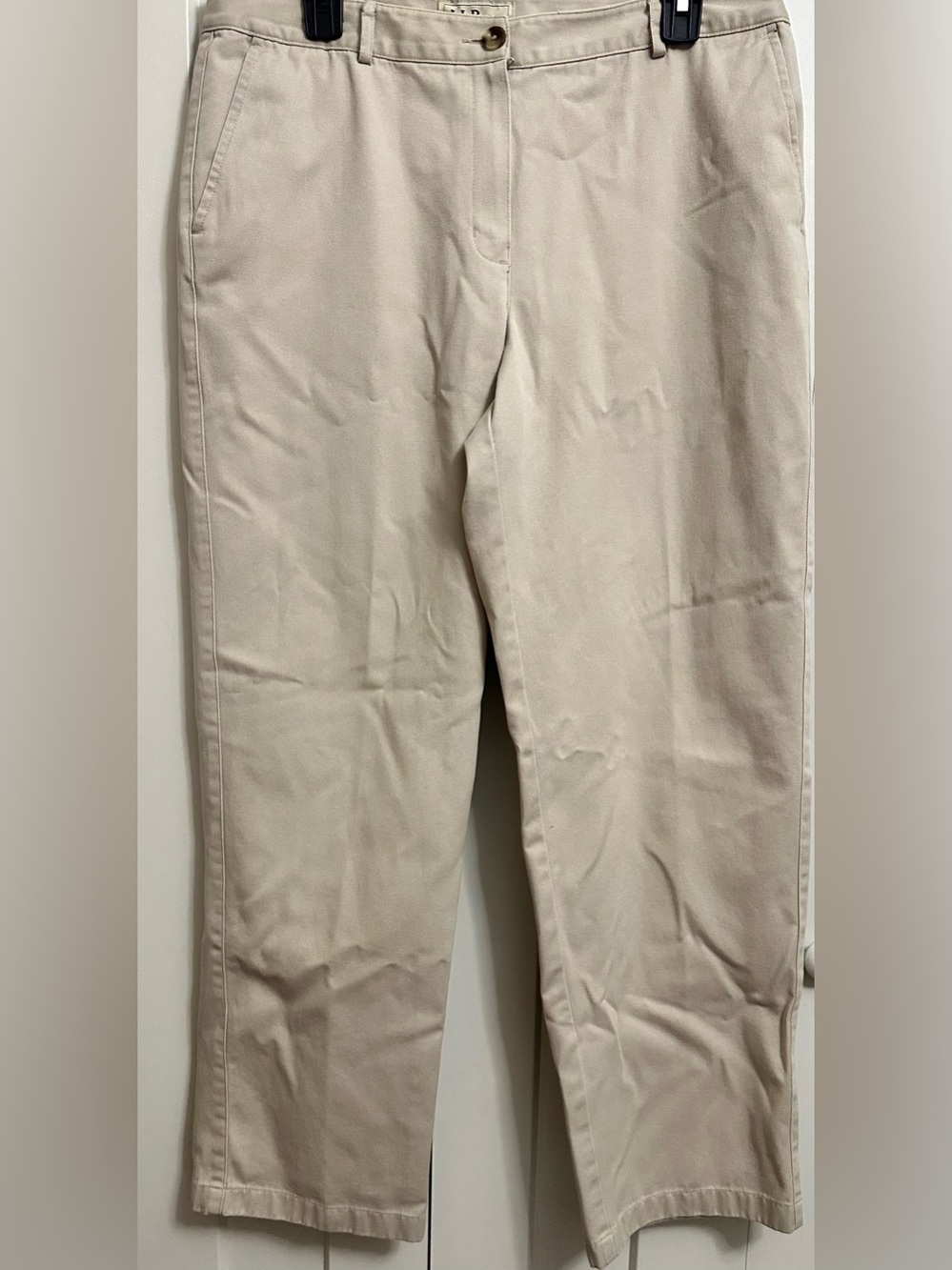L.L. Bean Favorite Fit Straight Leg Chino Pants Khaki Beige Size 12 Reg. (0136)